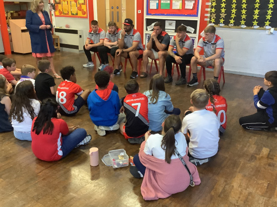 Leigh Centurions Rugby Team Visit School