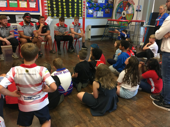 Leigh Centurions Rugby Team Visit School